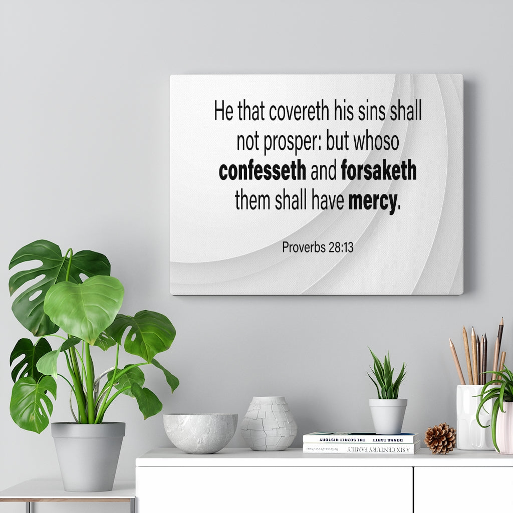 Scripture Walls Confesses and Renounce Proverbs 28:13 Bible Verse Canvas Christian Wall Art Ready to Hang Unframed-Express Your Love Gifts