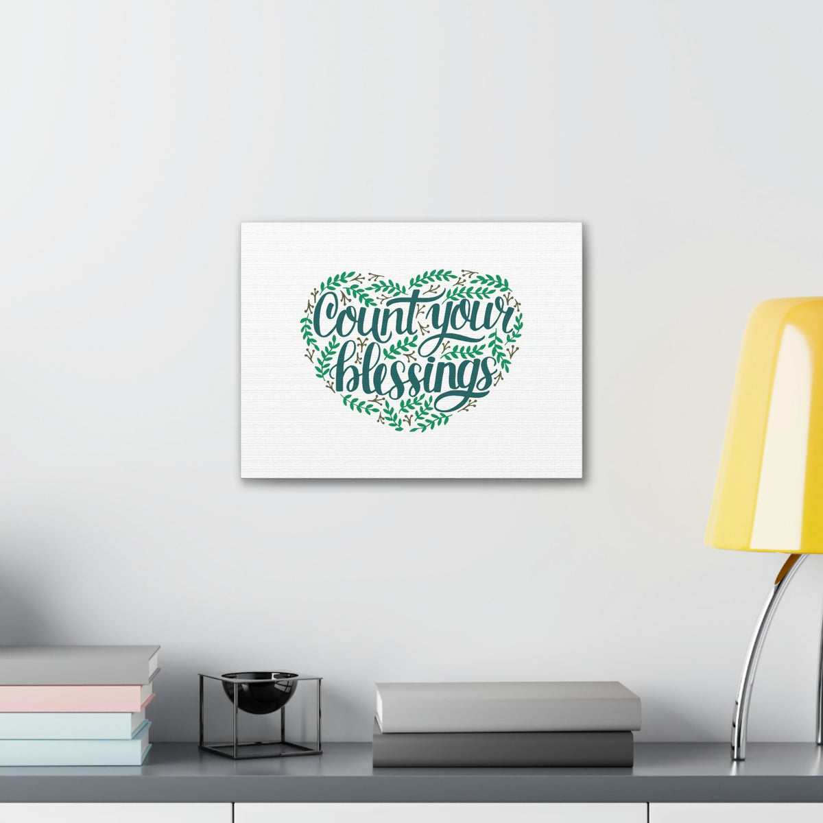Scripture Walls Count Your Blessings Philippians 4:8 Green Heart Christian Wall Art Bible Verse Print Ready to Hang Unframed-Express Your Love Gifts