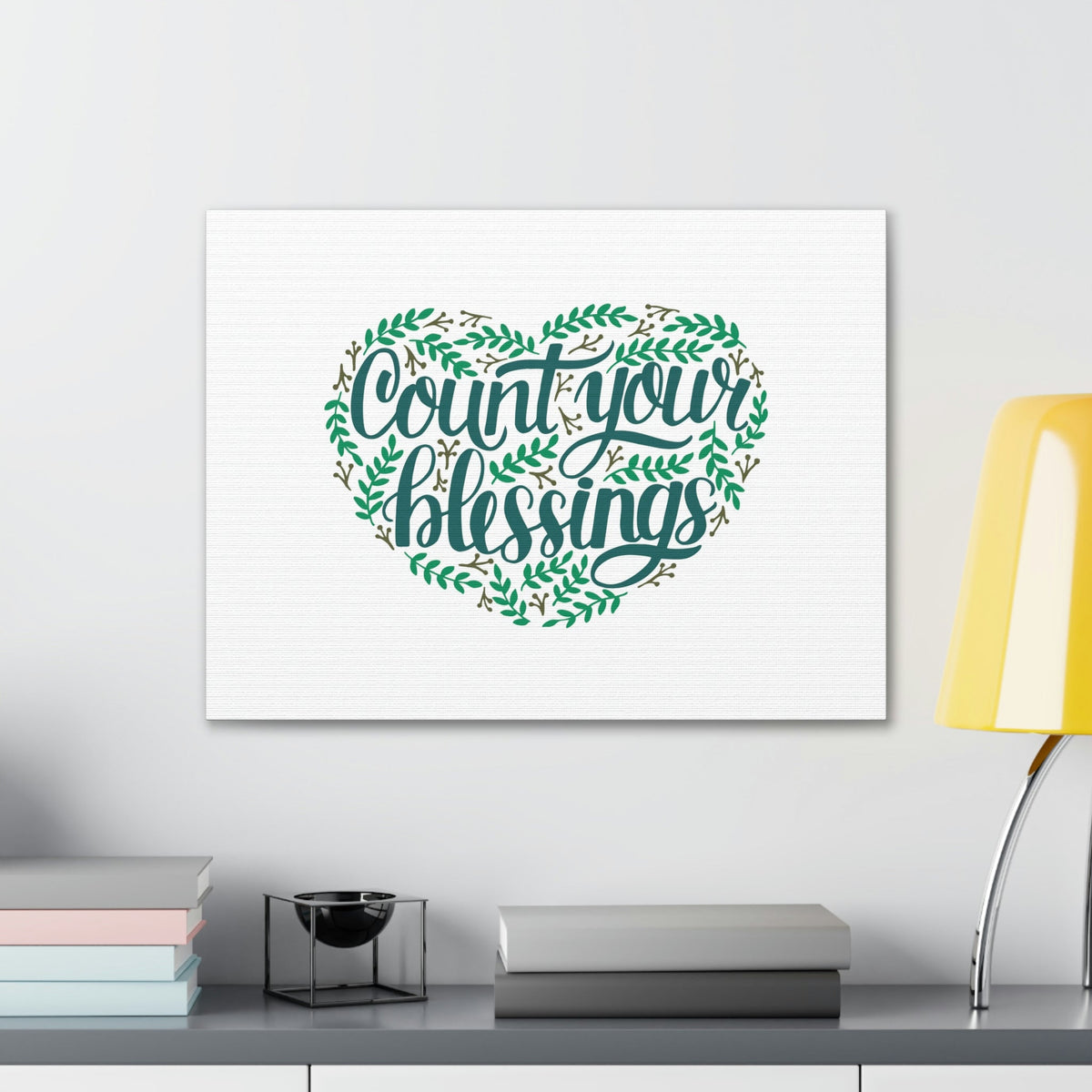 Scripture Walls Count Your Blessings Philippians 4:8 Green Heart Christian Wall Art Bible Verse Print Ready to Hang Unframed-Express Your Love Gifts