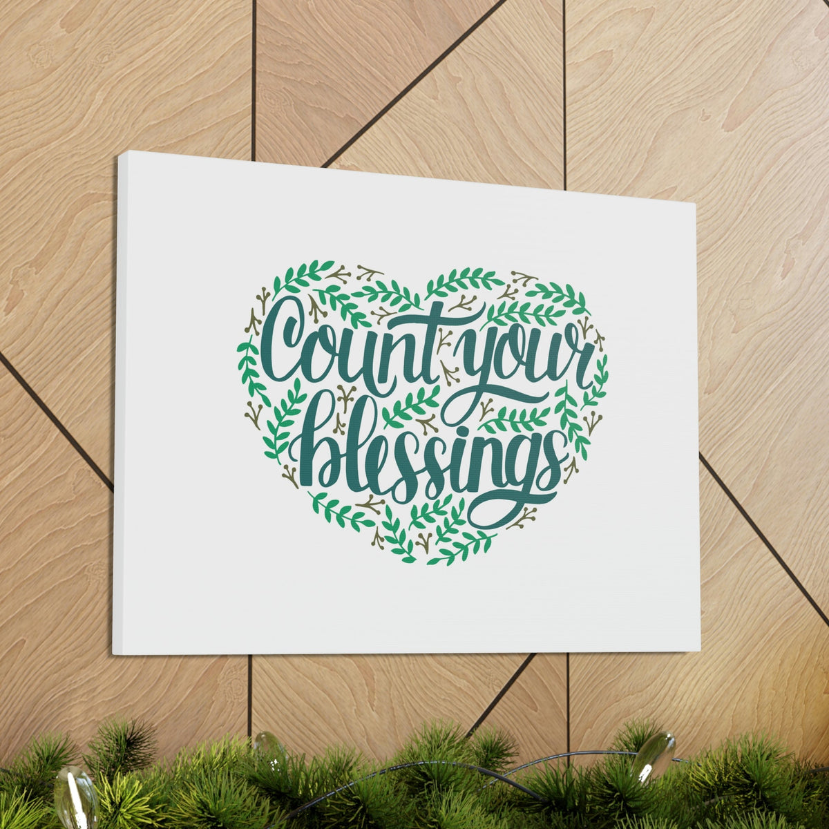 Scripture Walls Count Your Blessings Philippians 4:8 Green Heart Christian Wall Art Bible Verse Print Ready to Hang Unframed-Express Your Love Gifts