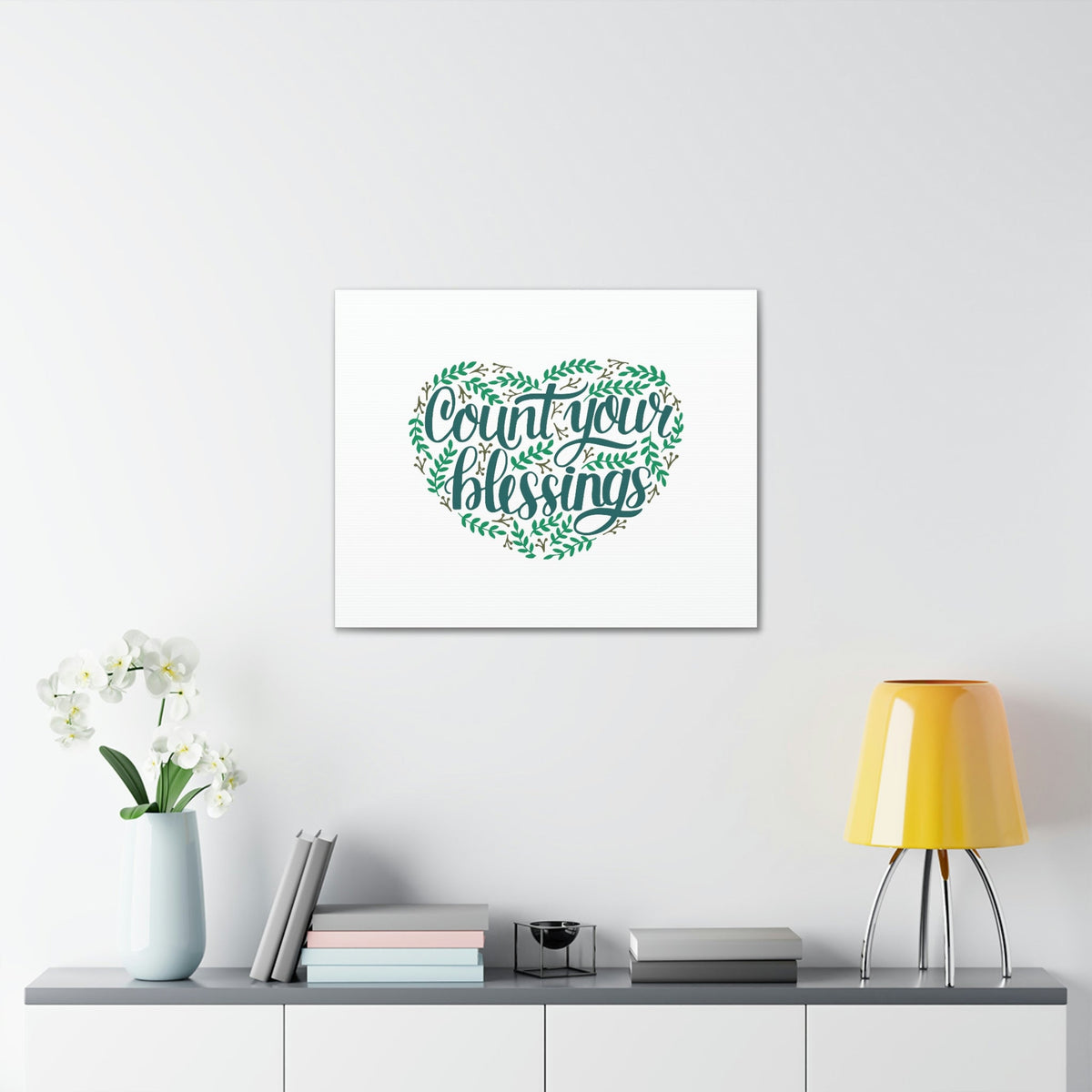 Scripture Walls Count Your Blessings Philippians 4:8 Green Heart Christian Wall Art Bible Verse Print Ready to Hang Unframed-Express Your Love Gifts