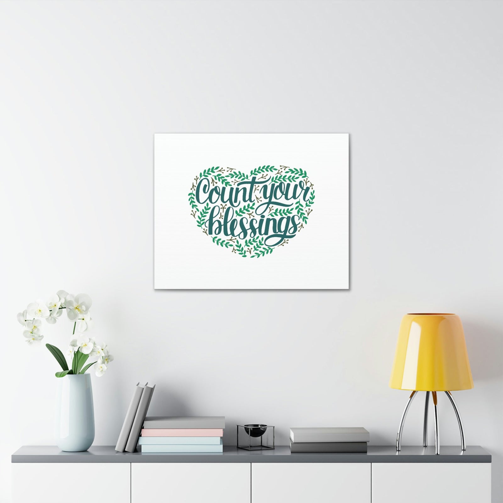 Scripture Walls Count Your Blessings Philippians 4:8 Green Heart Christian Wall Art Bible Verse Print Ready to Hang Unframed-Express Your Love Gifts
