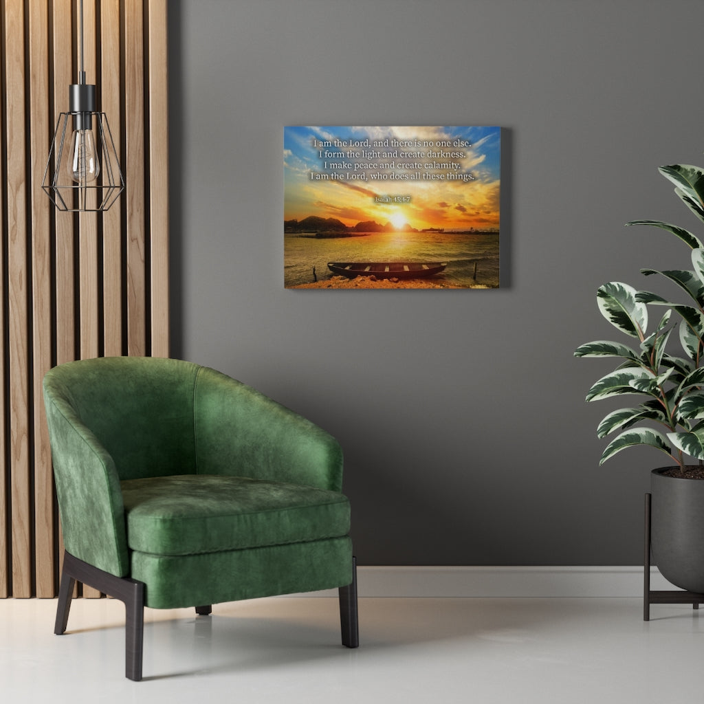 Scripture Walls Create Calamity Isaiah 45:6-7 Bible Verse Canvas Christian Wall Art Ready to Hang Unframed-Express Your Love Gifts