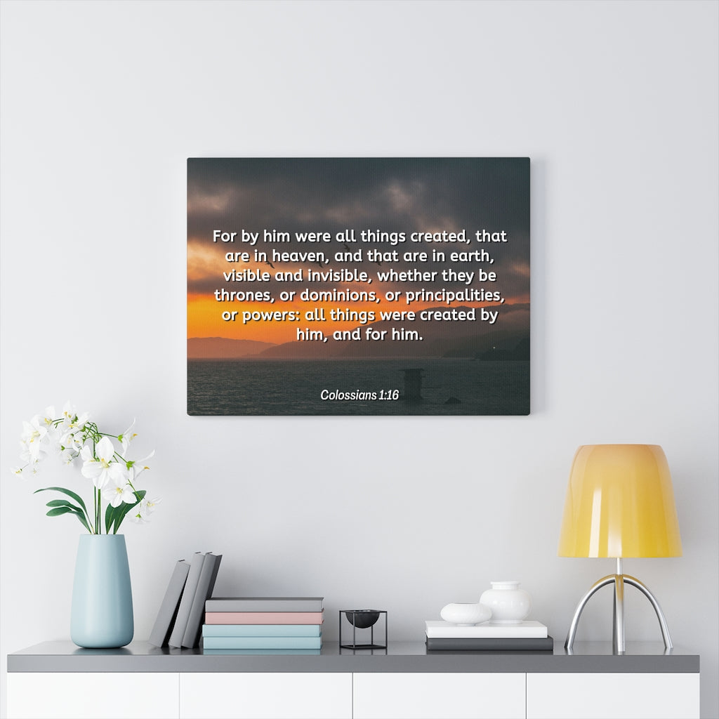 Scripture Walls Created By Him Colossians 1:16 Bible Verse Canvas Christian Wall Art Ready to Hang Unframed-Express Your Love Gifts
