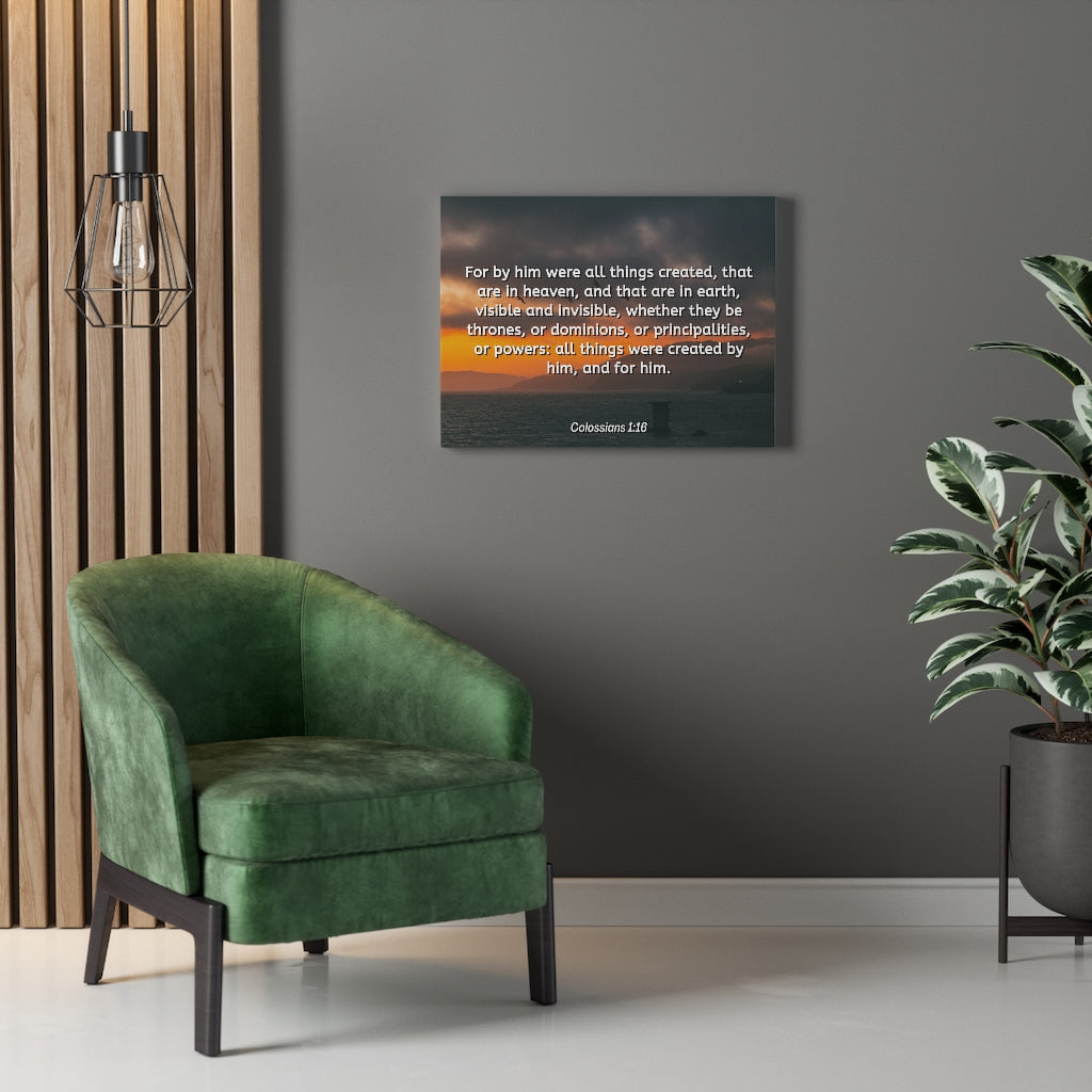 Scripture Walls Created By Him Colossians 1:16 Bible Verse Canvas Christian Wall Art Ready to Hang Unframed-Express Your Love Gifts