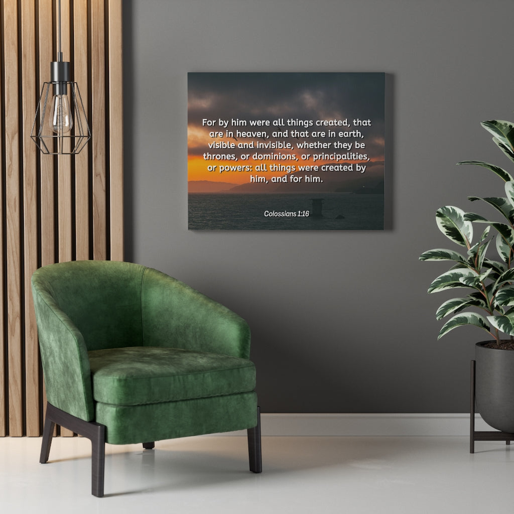 Scripture Walls Created By Him Colossians 1:16 Bible Verse Canvas Christian Wall Art Ready to Hang Unframed-Express Your Love Gifts