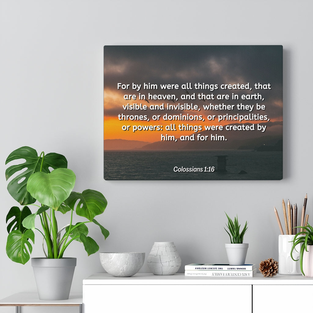 Scripture Walls Created By Him Colossians 1:16 Bible Verse Canvas Christian Wall Art Ready to Hang Unframed-Express Your Love Gifts