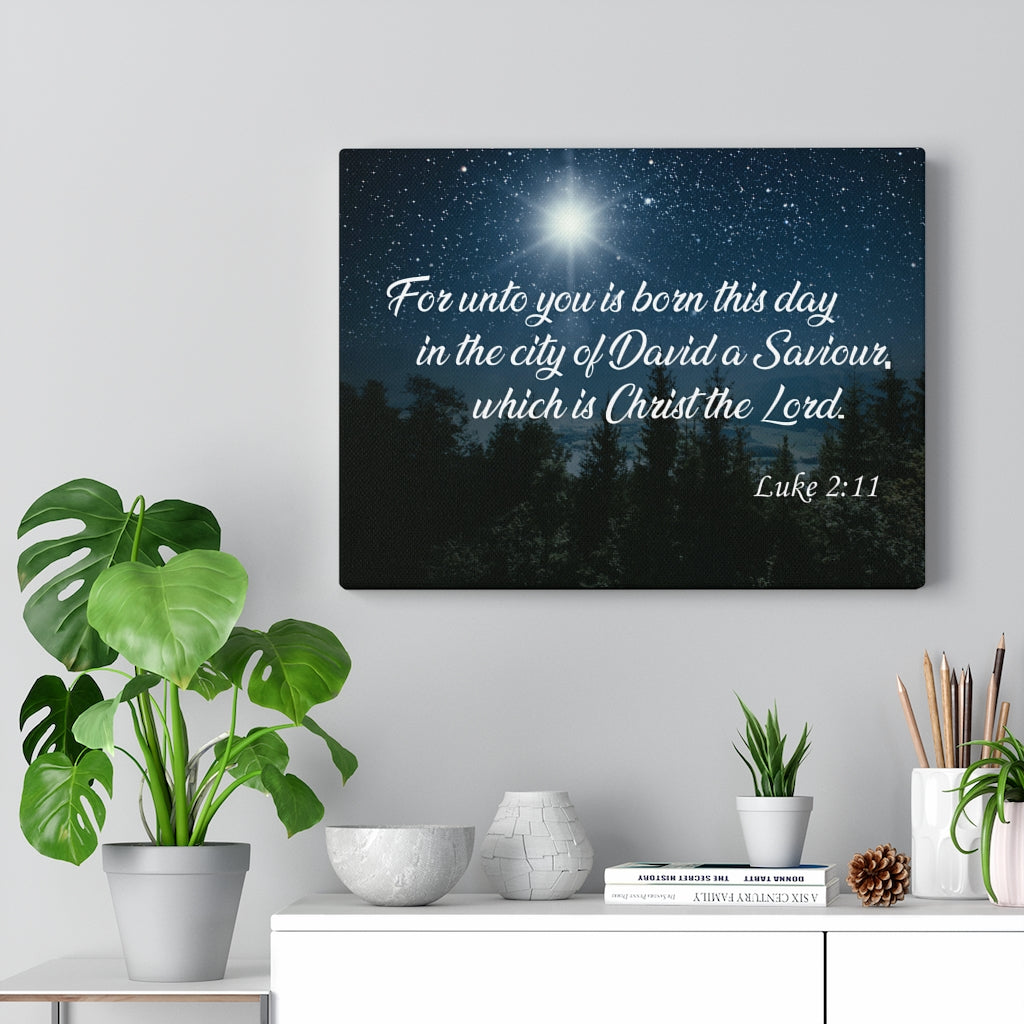 Scripture Walls David a Saviour Luke 2:11 Bible Verse Canvas Christian Wall Art Ready to Hang Unframed-Express Your Love Gifts