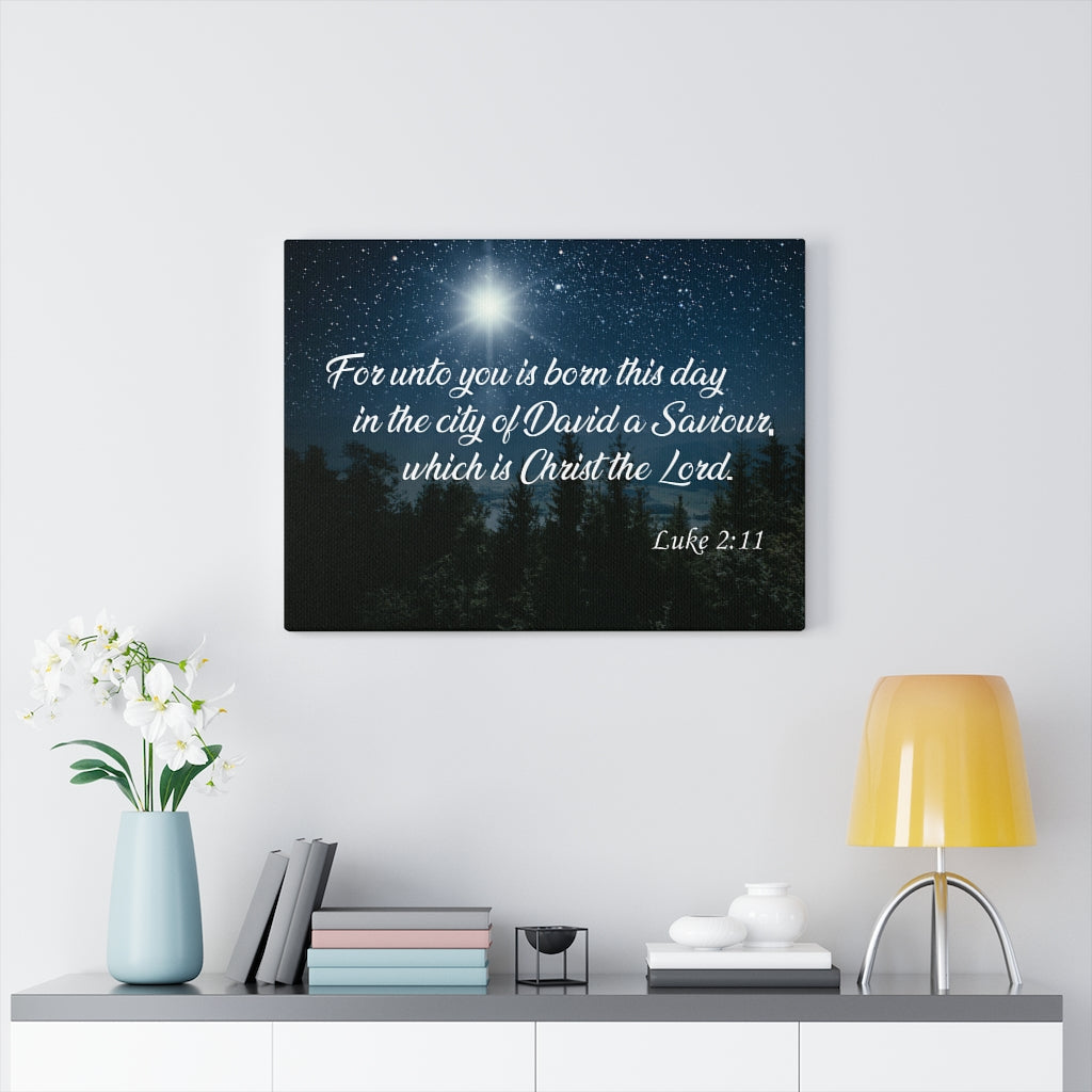Scripture Walls David a Saviour Luke 2:11 Bible Verse Canvas Christian Wall Art Ready to Hang Unframed-Express Your Love Gifts
