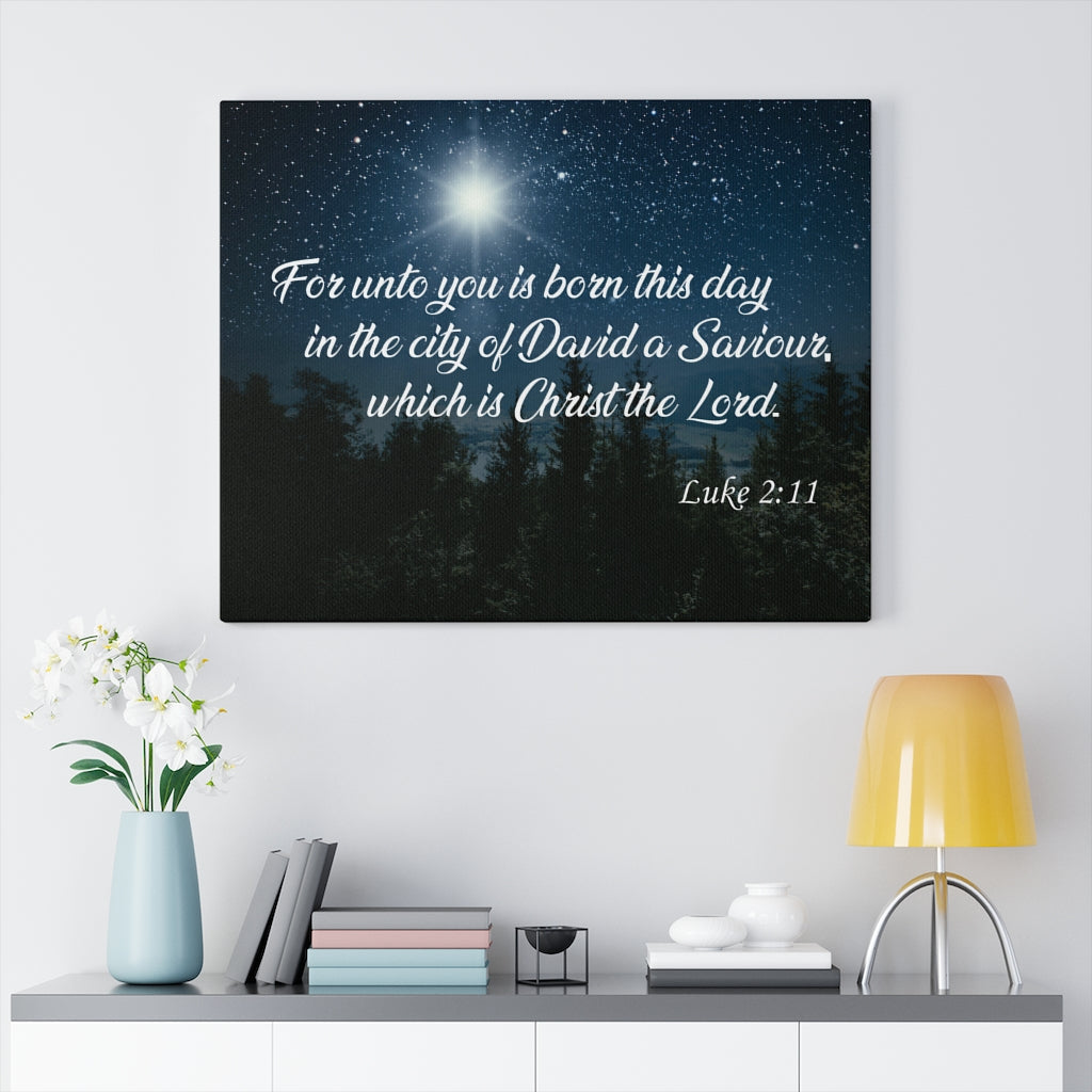 Scripture Walls David a Saviour Luke 2:11 Bible Verse Canvas Christian Wall Art Ready to Hang Unframed-Express Your Love Gifts