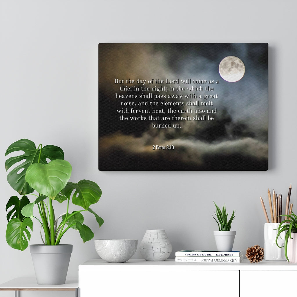 Scripture Walls Day Of The Lord 2 Peter 3:10 Bible Verse Canvas Christian Wall Art Ready to Hang Unframed-Express Your Love Gifts
