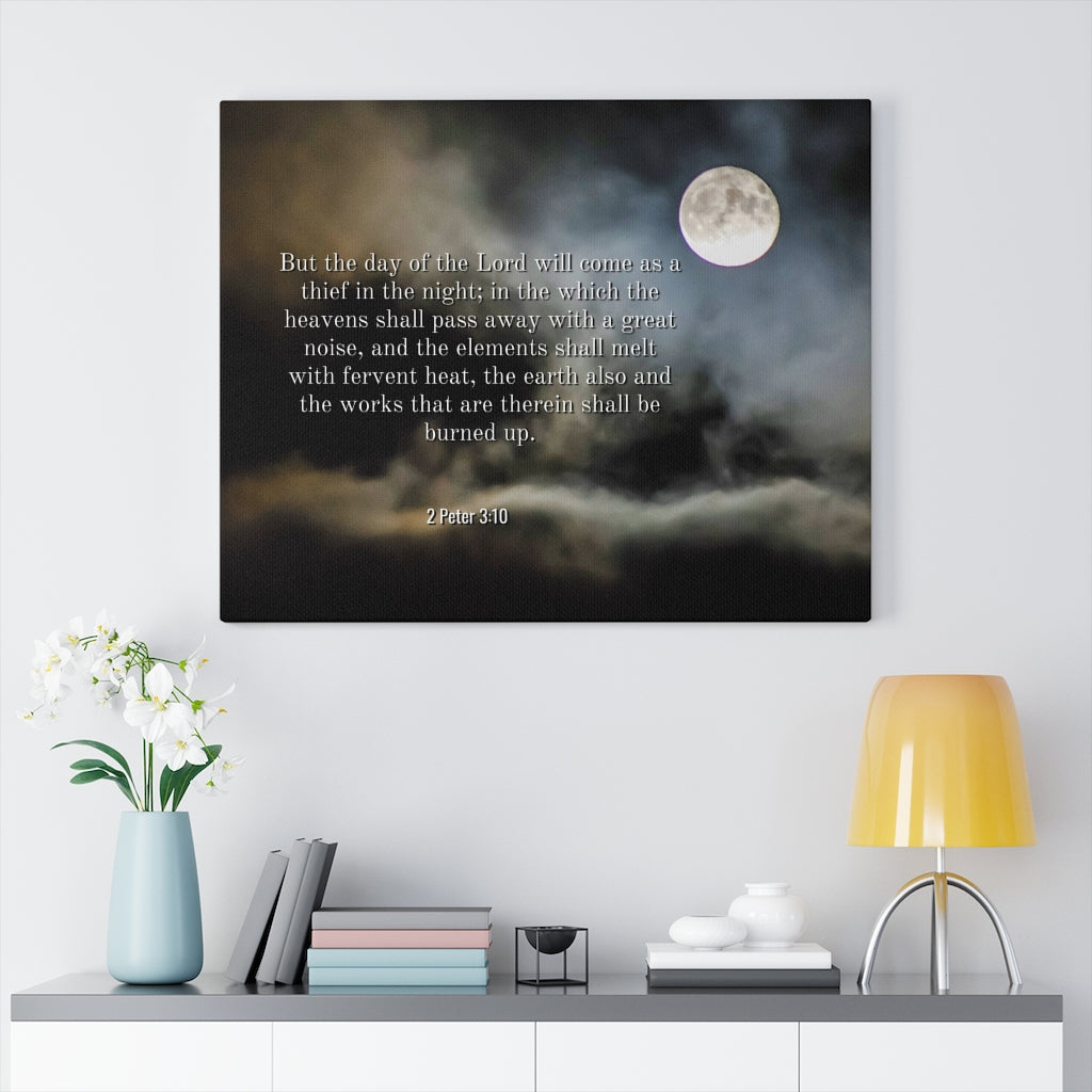 Scripture Walls Day Of The Lord 2 Peter 3:10 Bible Verse Canvas Christian Wall Art Ready to Hang Unframed-Express Your Love Gifts