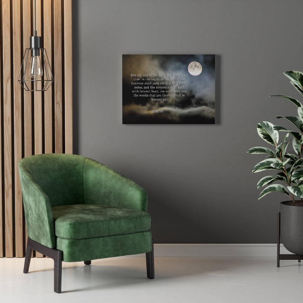 Scripture Walls Day Of The Lord 2 Peter 3:10 Bible Verse Canvas Christian Wall Art Ready to Hang Unframed-Express Your Love Gifts