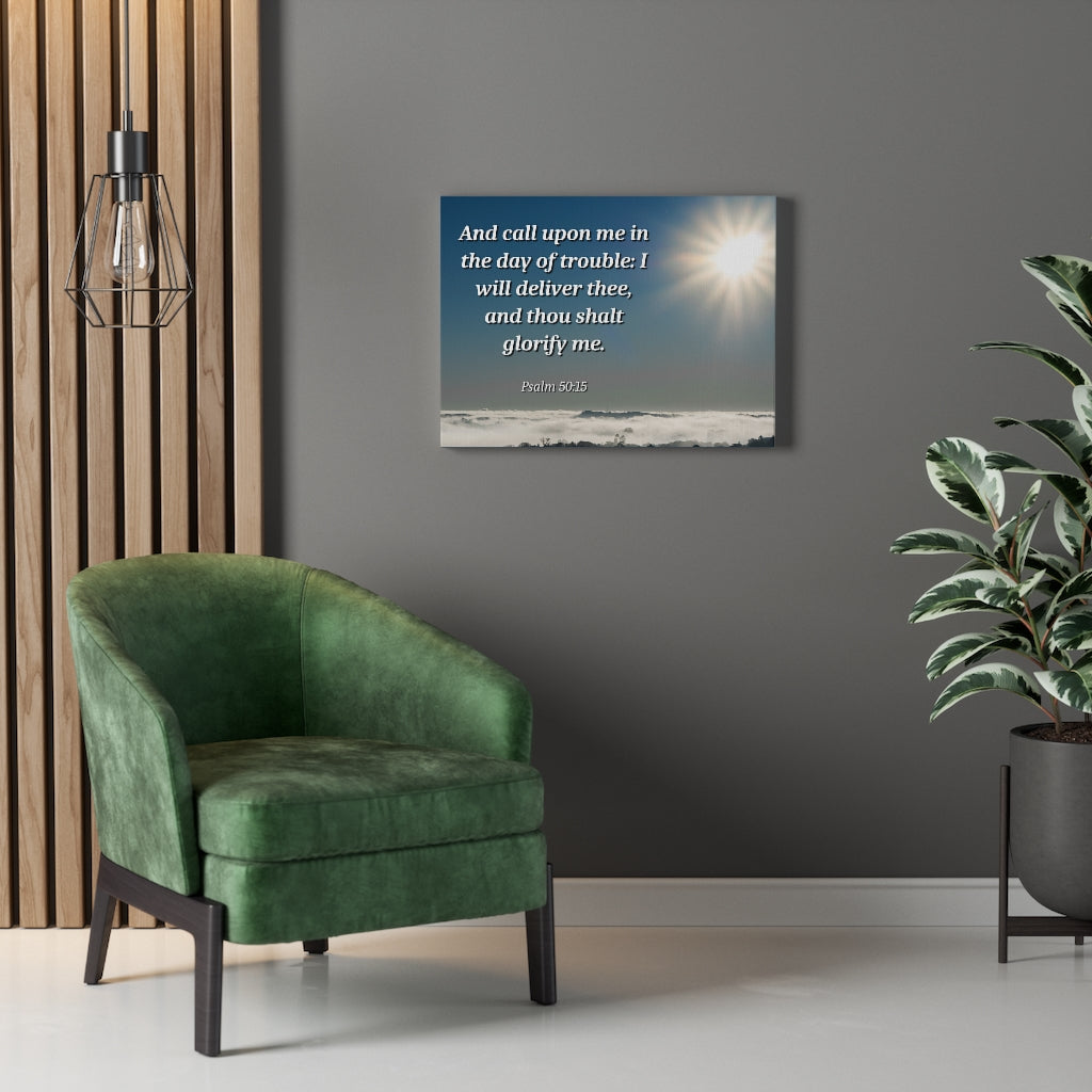 Scripture Walls Day Of Trouble Psalms 50:15 Bible Verse Canvas Christian Wall Art Ready to Hang Unframed-Express Your Love Gifts