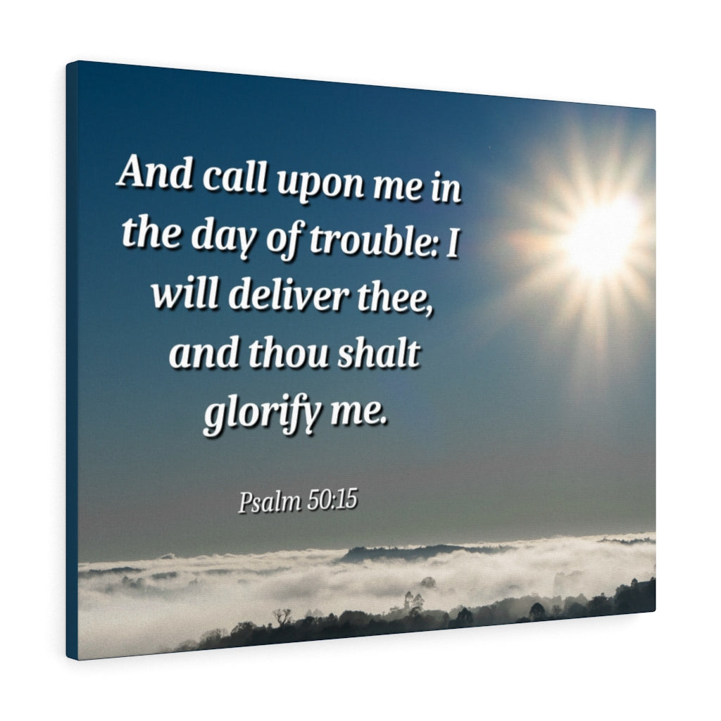Scripture Walls Day Of Trouble Psalms 50:15 Bible Verse Canvas Christian Wall Art Ready to Hang Unframed-Express Your Love Gifts