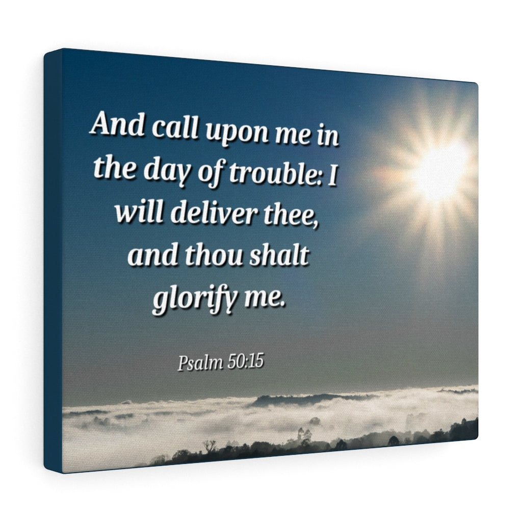 Scripture Walls Day Of Trouble Psalms 50:15 Bible Verse Canvas Christian Wall Art Ready to Hang Unframed-Express Your Love Gifts