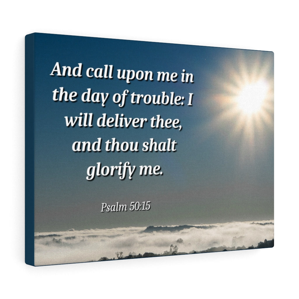 Scripture Walls Day Of Trouble Psalms 50:15 Bible Verse Canvas Christian Wall Art Ready to Hang Unframed-Express Your Love Gifts