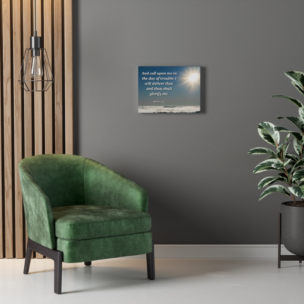 Scripture Walls Day Of Trouble Psalms 50:15 Bible Verse Canvas Christian Wall Art Ready to Hang Unframed-Express Your Love Gifts