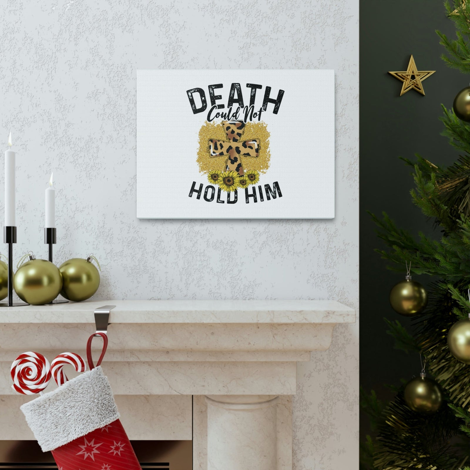 Scripture Walls Death Couldn't Hold Him 1 Corinthians 15:55-57 Animal Print Christian Wall Art Bible Verse Print Ready to Hang Unframed-Express Your Love Gifts