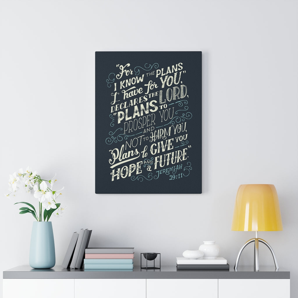 Scripture Walls Declares The Lord Jeremiah 29:11 Dark Bible Verse Canvas Christian Wall Art Ready to Hang Unframed-Express Your Love Gifts