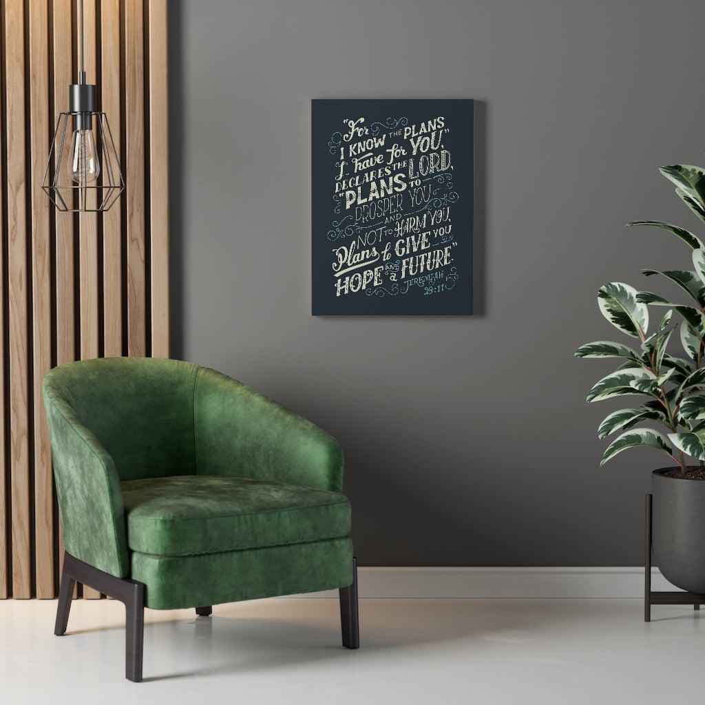 Scripture Walls Declares The Lord Jeremiah 29:11 Dark Bible Verse Canvas Christian Wall Art Ready to Hang Unframed-Express Your Love Gifts