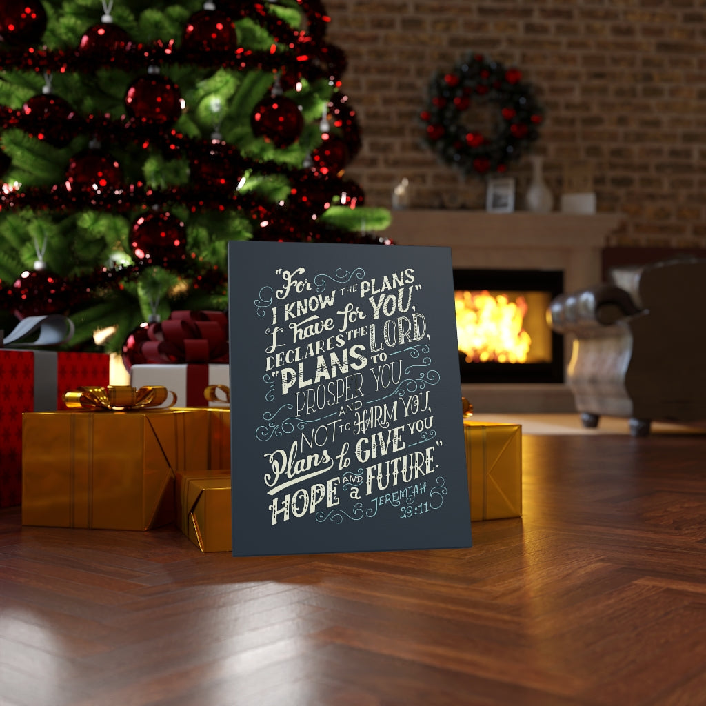 Scripture Walls Declares The Lord Jeremiah 29:11 Dark Bible Verse Canvas Christian Wall Art Ready to Hang Unframed-Express Your Love Gifts