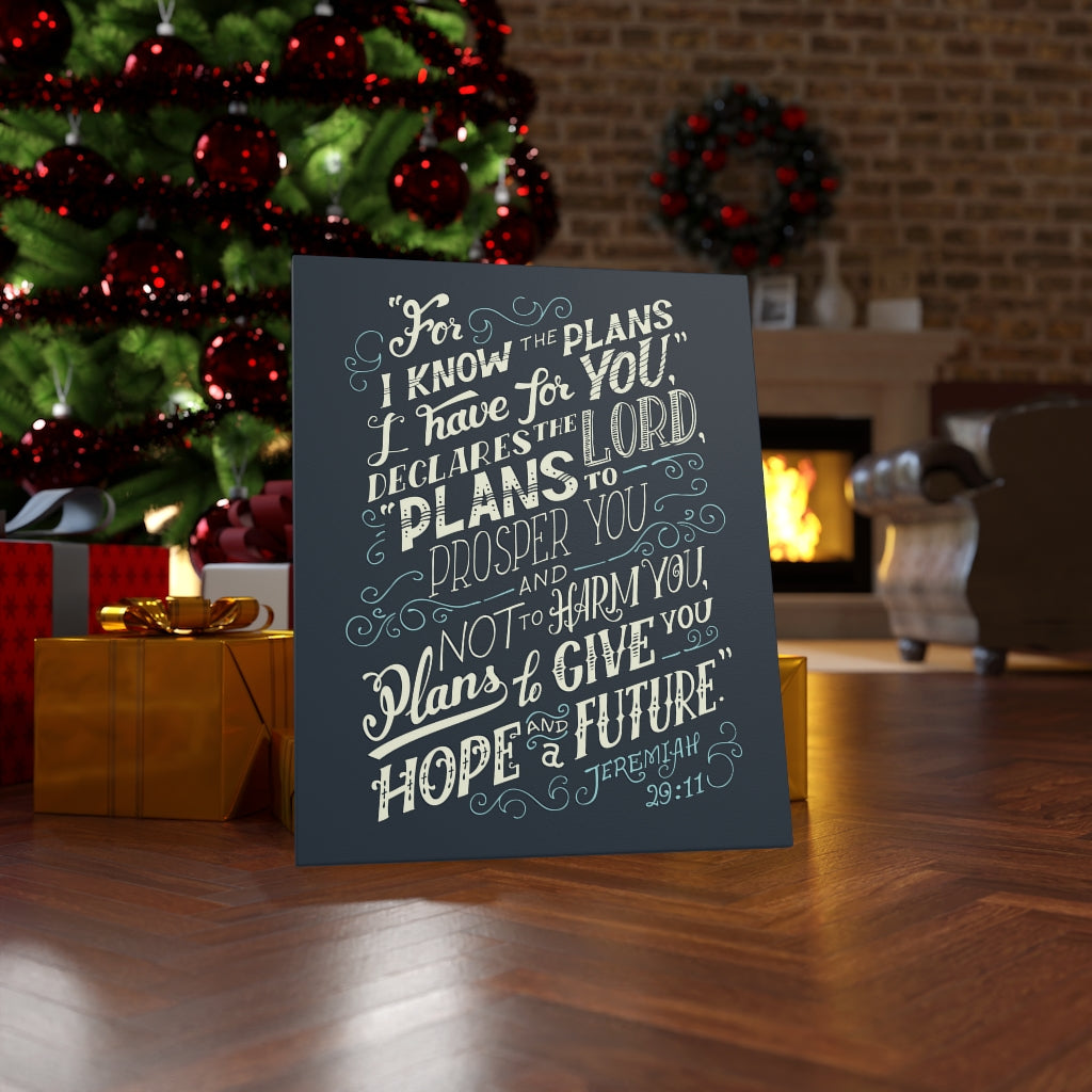 Scripture Walls Declares The Lord Jeremiah 29:11 Dark Bible Verse Canvas Christian Wall Art Ready to Hang Unframed-Express Your Love Gifts