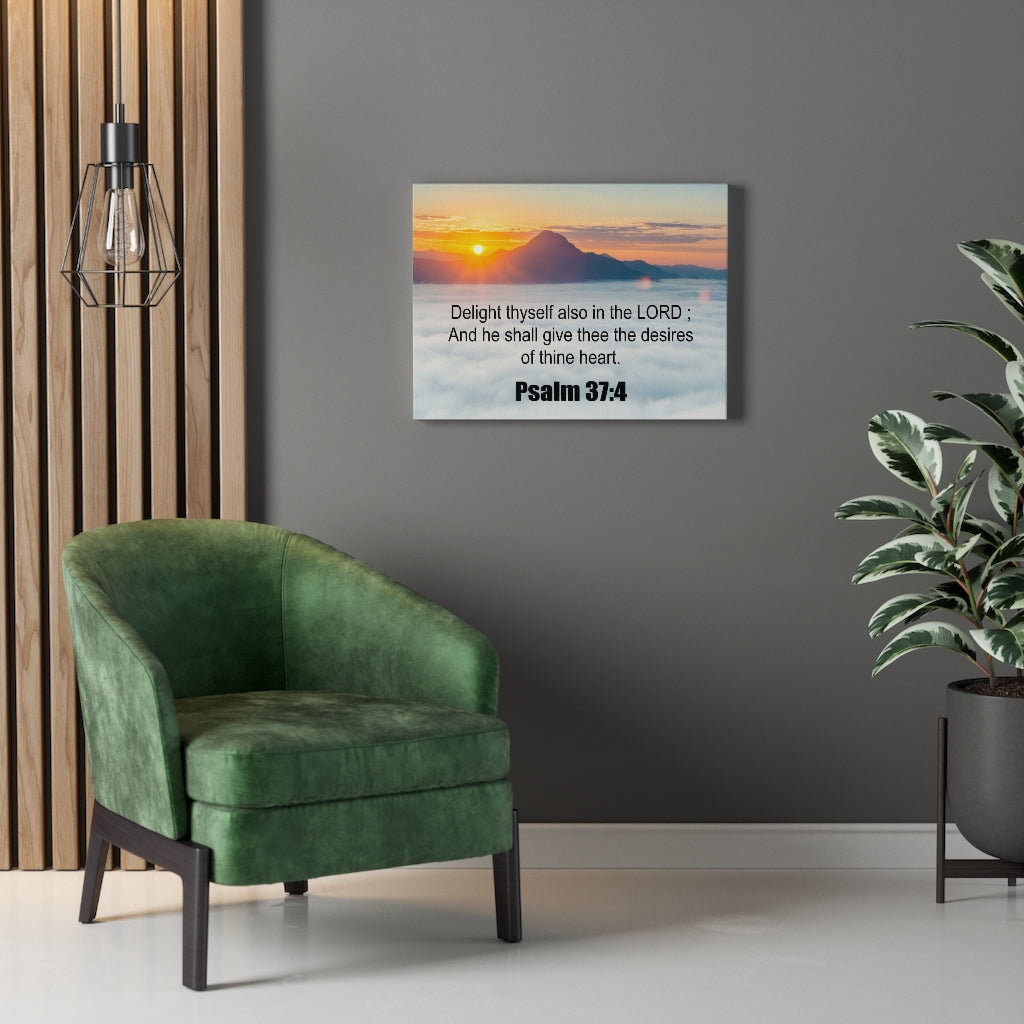 Scripture Walls Delight Thyself Psalm 37:4 Bible Verse Canvas Christian Wall Art Ready to Hang Unframed-Express Your Love Gifts