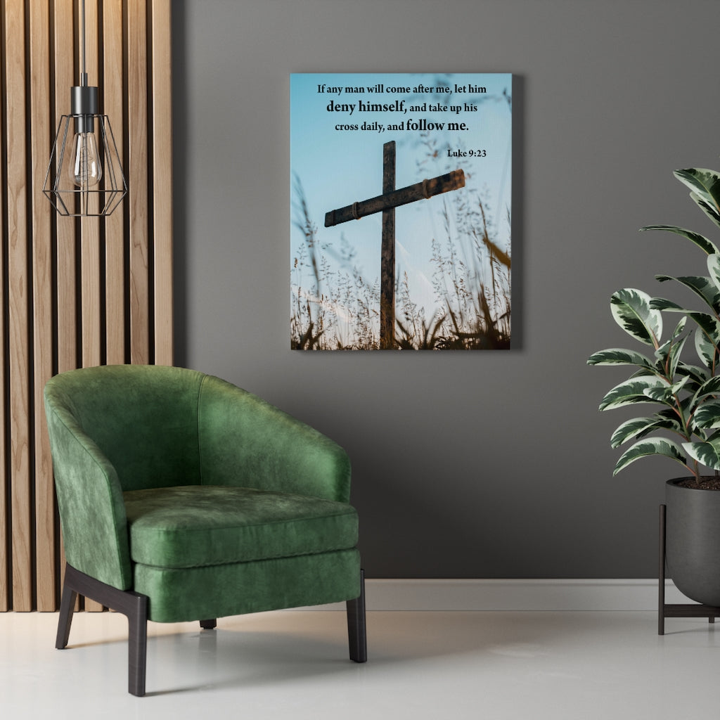 Scripture Walls Deny Himself and Follow Me Luke 9:23 Wall Art Christian Home Decor Unframed-Express Your Love Gifts
