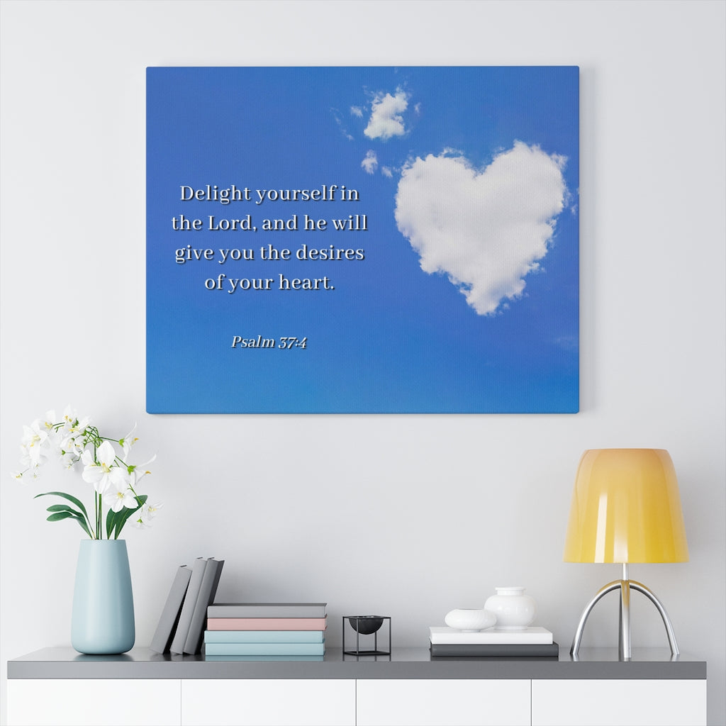 Scripture Walls Desires Of Heart Psalms 37:4 Bible Verse Canvas Christian Wall Art Ready to Hang Unframed-Express Your Love Gifts