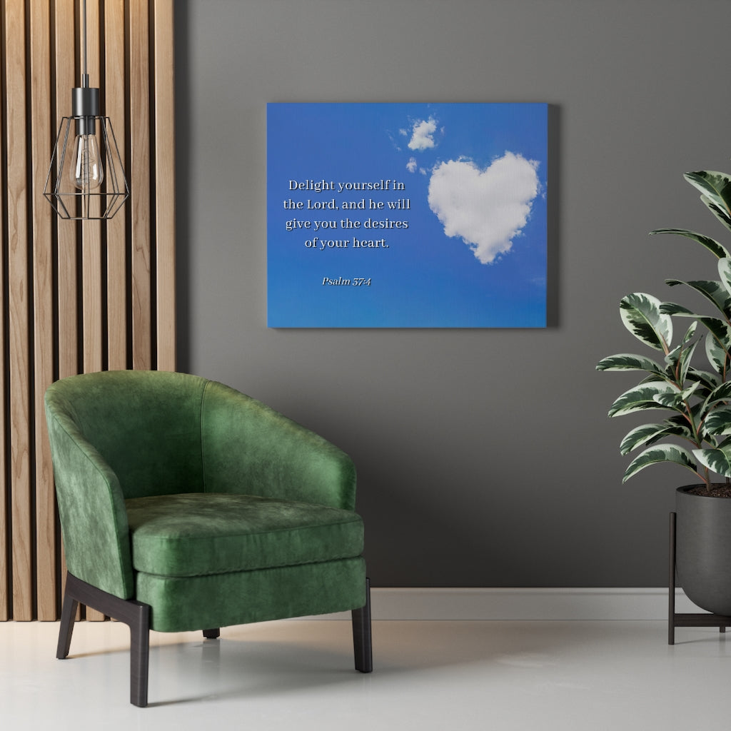 Scripture Walls Desires Of Heart Psalms 37:4 Bible Verse Canvas Christian Wall Art Ready to Hang Unframed-Express Your Love Gifts