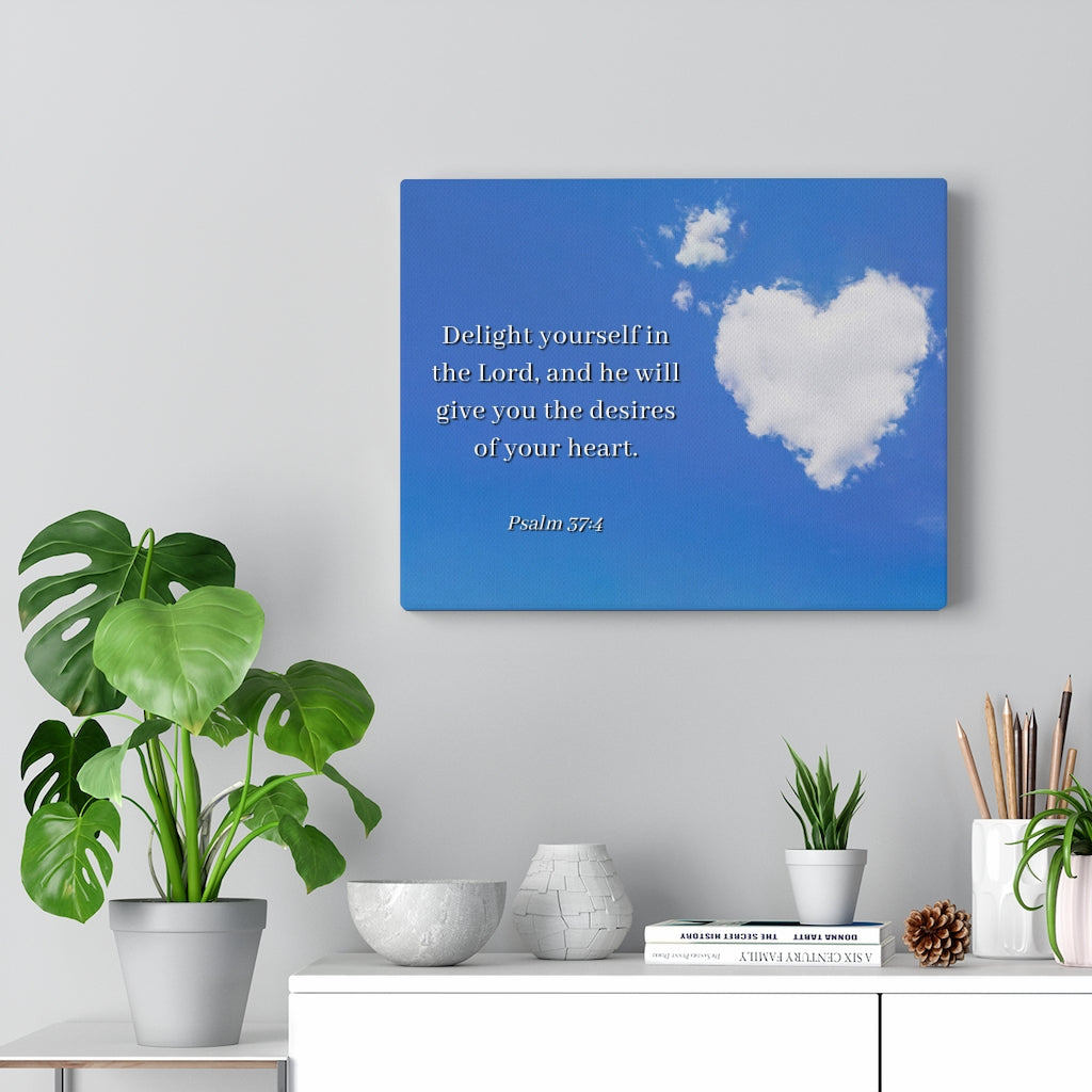 Scripture Walls Desires Of Heart Psalms 37:4 Bible Verse Canvas Christian Wall Art Ready to Hang Unframed-Express Your Love Gifts