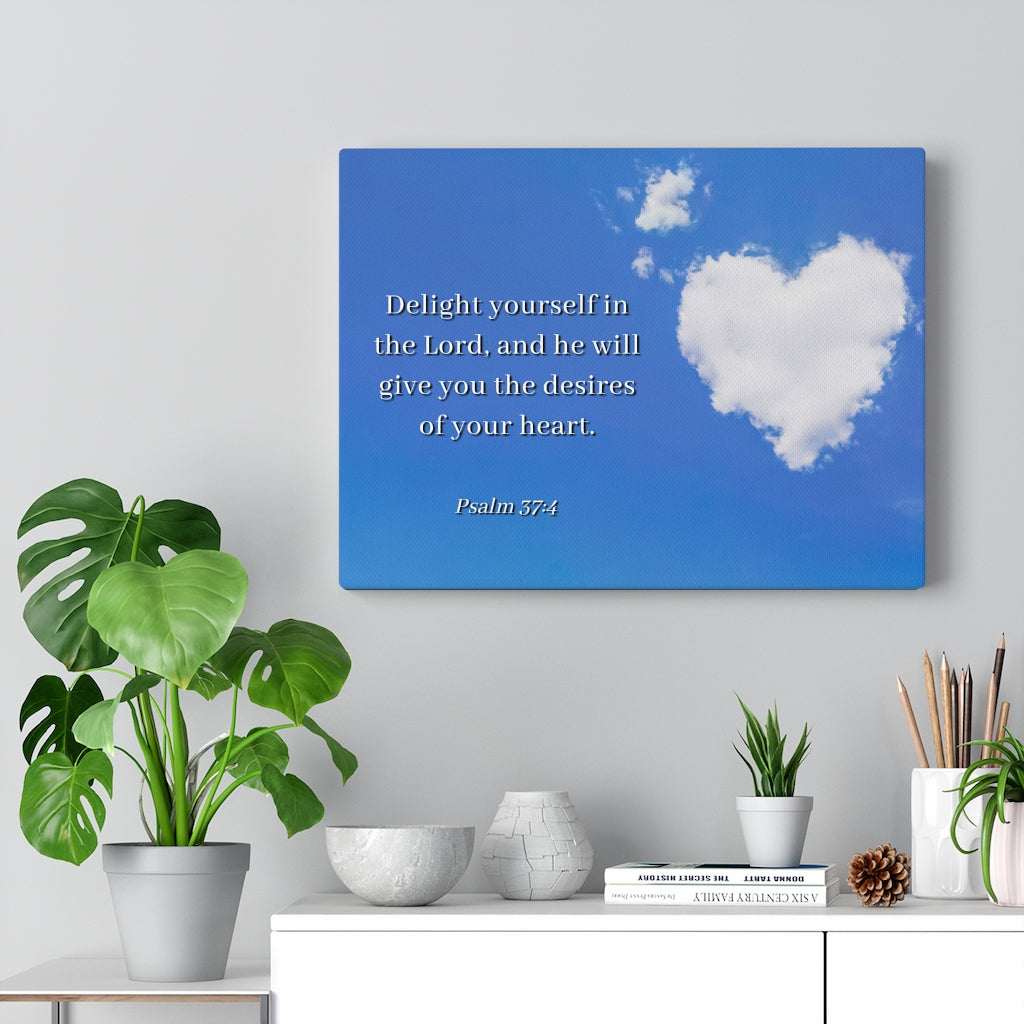 Scripture Walls Desires Of Heart Psalms 37:4 Bible Verse Canvas Christian Wall Art Ready to Hang Unframed-Express Your Love Gifts
