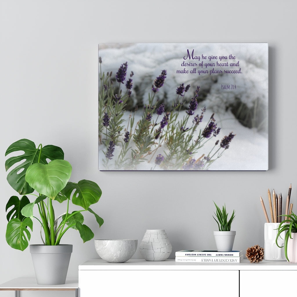 Scripture Walls Desires Of Your Heart Psalm 20:4 Bible Verse Canvas Christian Wall Art Ready to Hang Unframed-Express Your Love Gifts