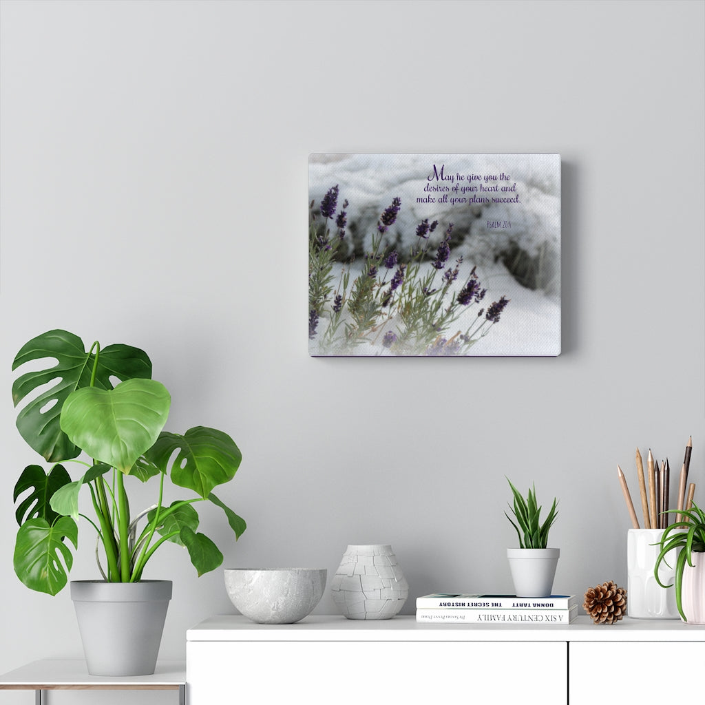 Scripture Walls Desires Of Your Heart Psalm 20:4 Bible Verse Canvas Christian Wall Art Ready to Hang Unframed-Express Your Love Gifts