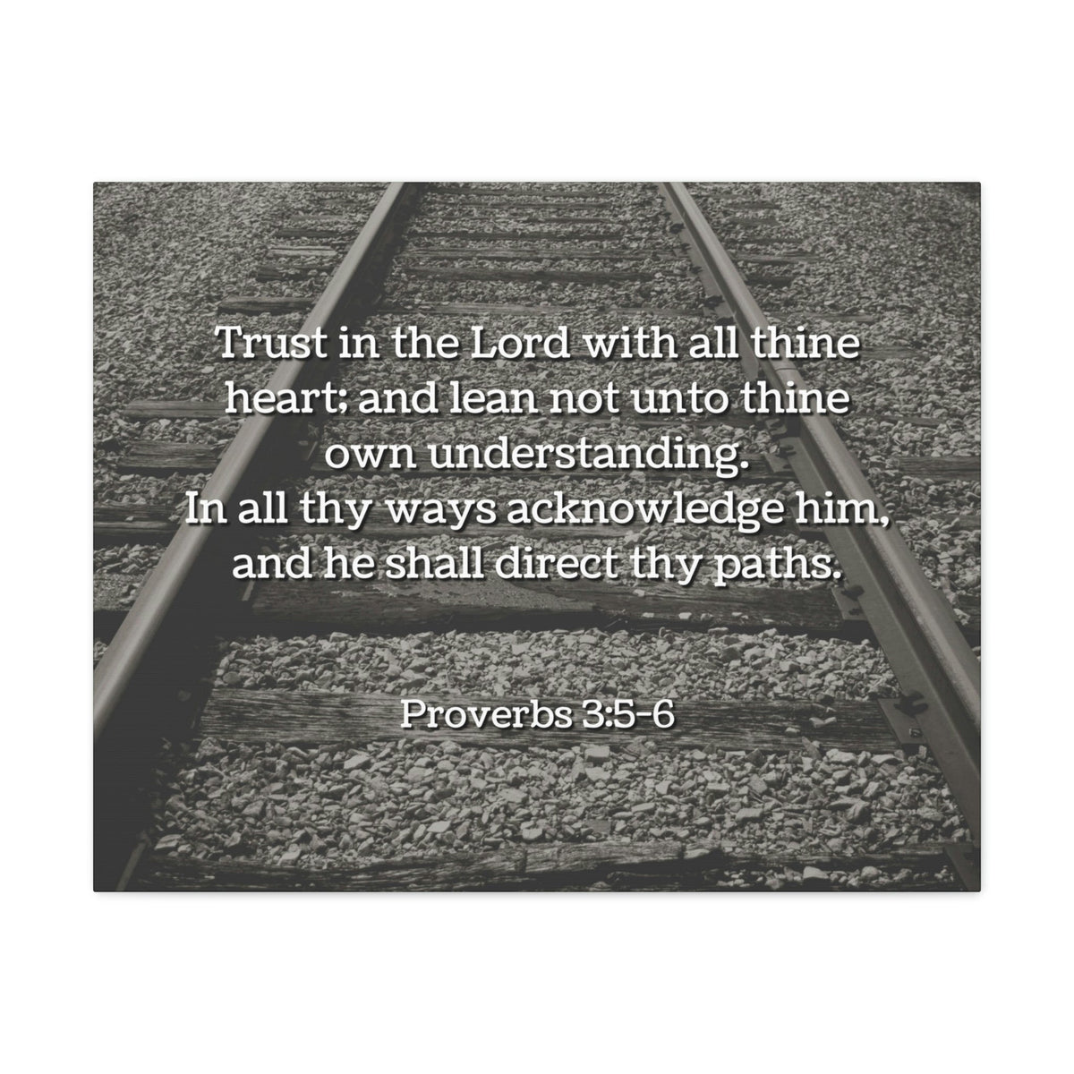 Scripture Walls Direct My Paths Train Tracks Proverbs 3:5 Bible Verse Canvas Christian Wall Art Ready to Hang Unframed-Express Your Love Gifts