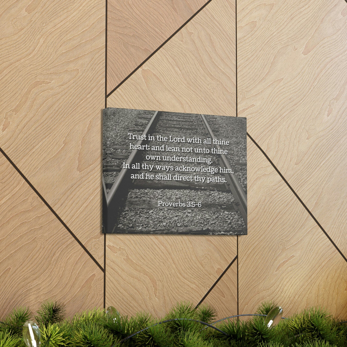 Scripture Walls Direct My Paths Train Tracks Proverbs 3:5 Bible Verse Canvas Christian Wall Art Ready to Hang Unframed-Express Your Love Gifts
