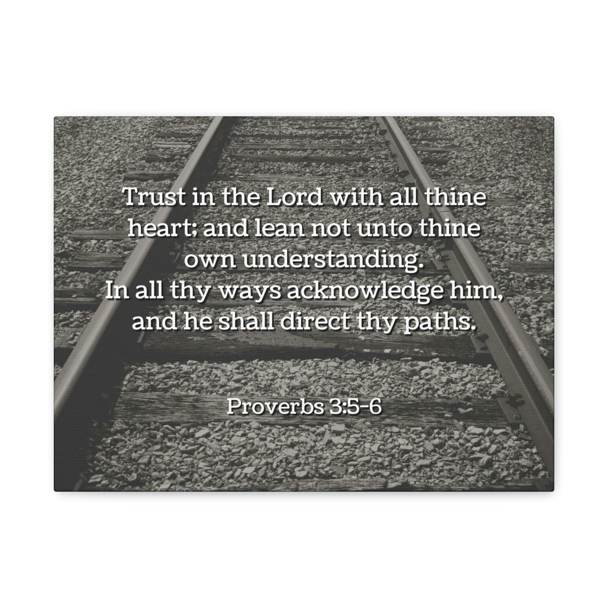 Scripture Walls Direct My Paths Train Tracks Proverbs 3:5 Bible Verse Canvas Christian Wall Art Ready to Hang Unframed-Express Your Love Gifts