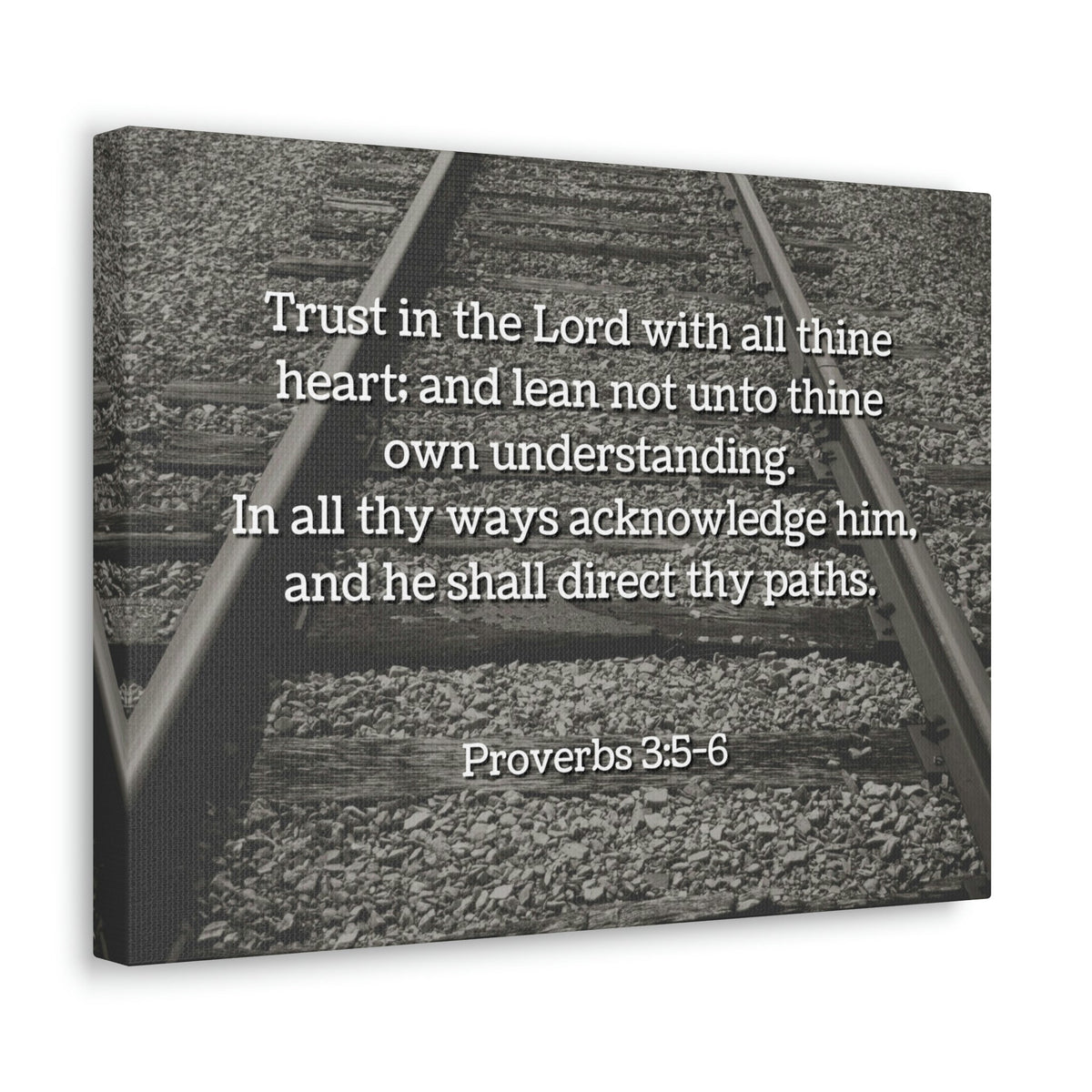 Scripture Walls Direct My Paths Train Tracks Proverbs 3:5 Bible Verse Canvas Christian Wall Art Ready to Hang Unframed-Express Your Love Gifts