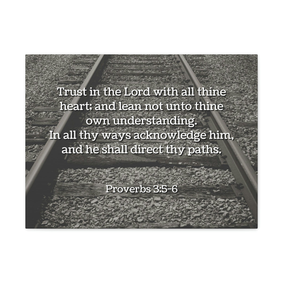 Scripture Walls Direct My Paths Train Tracks Proverbs 3:5 Bible Verse Canvas Christian Wall Art Ready to Hang Unframed-Express Your Love Gifts