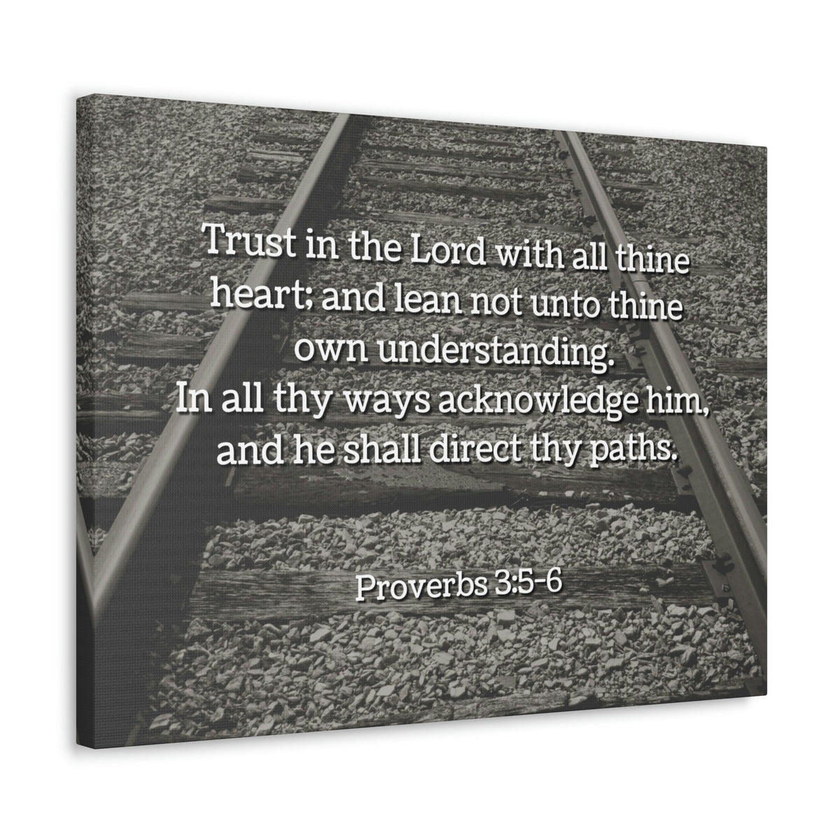 Scripture Walls Direct My Paths Train Tracks Proverbs 3:5 Bible Verse Canvas Christian Wall Art Ready to Hang Unframed-Express Your Love Gifts