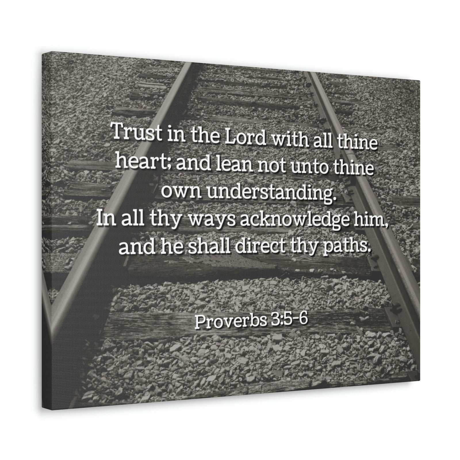 Scripture Walls Direct My Paths Train Tracks Proverbs 3:5 Bible Verse Canvas Christian Wall Art Ready to Hang Unframed-Express Your Love Gifts