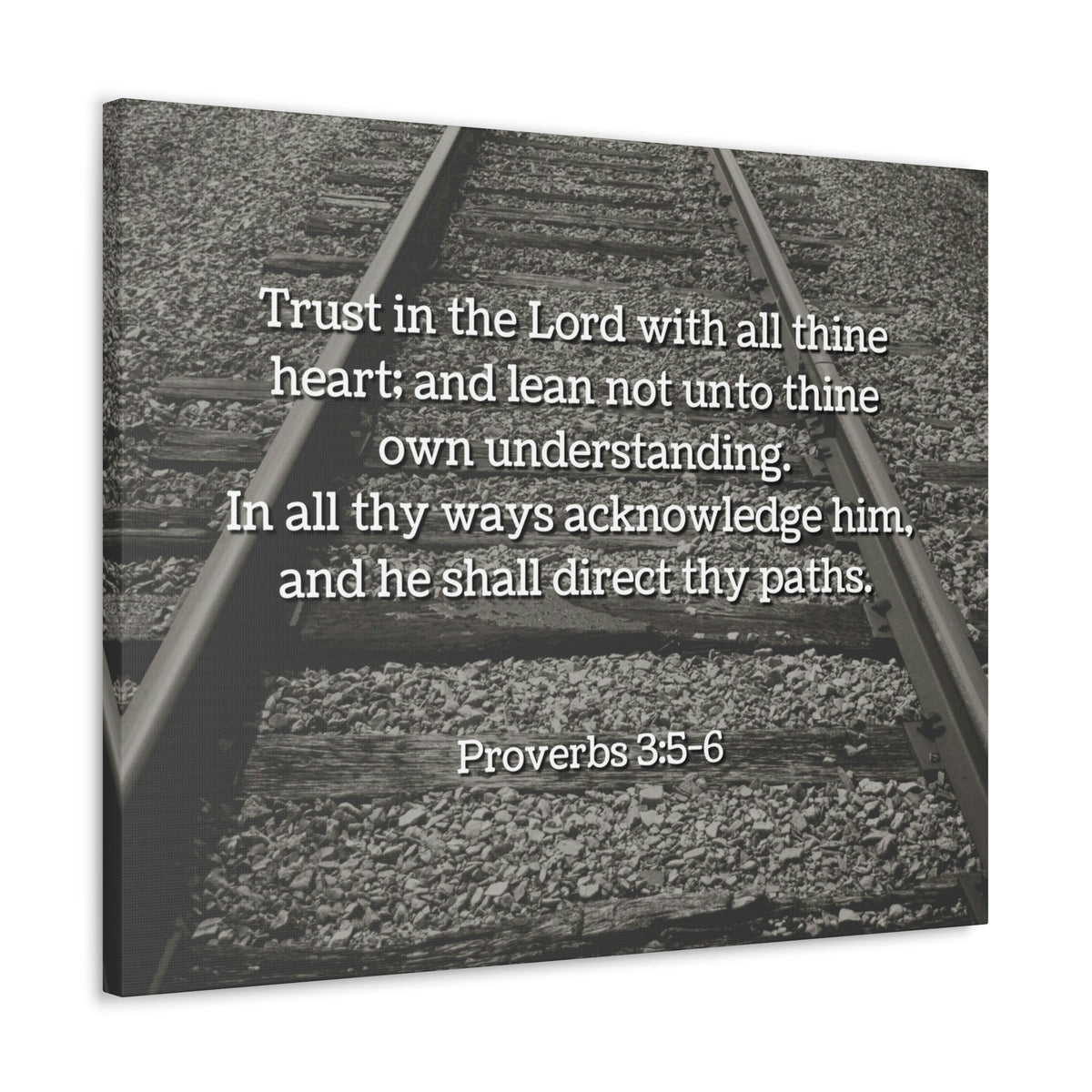 Scripture Walls Direct My Paths Train Tracks Proverbs 3:5 Bible Verse Canvas Christian Wall Art Ready to Hang Unframed-Express Your Love Gifts
