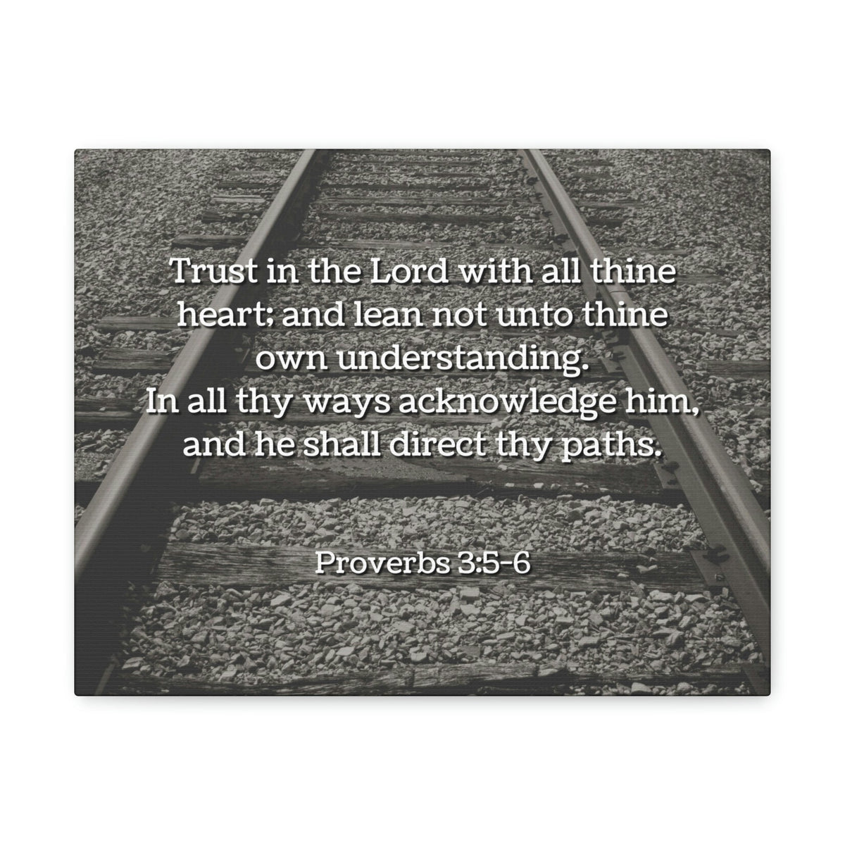 Scripture Walls Direct My Paths Train Tracks Proverbs 3:5 Bible Verse Canvas Christian Wall Art Ready to Hang Unframed-Express Your Love Gifts