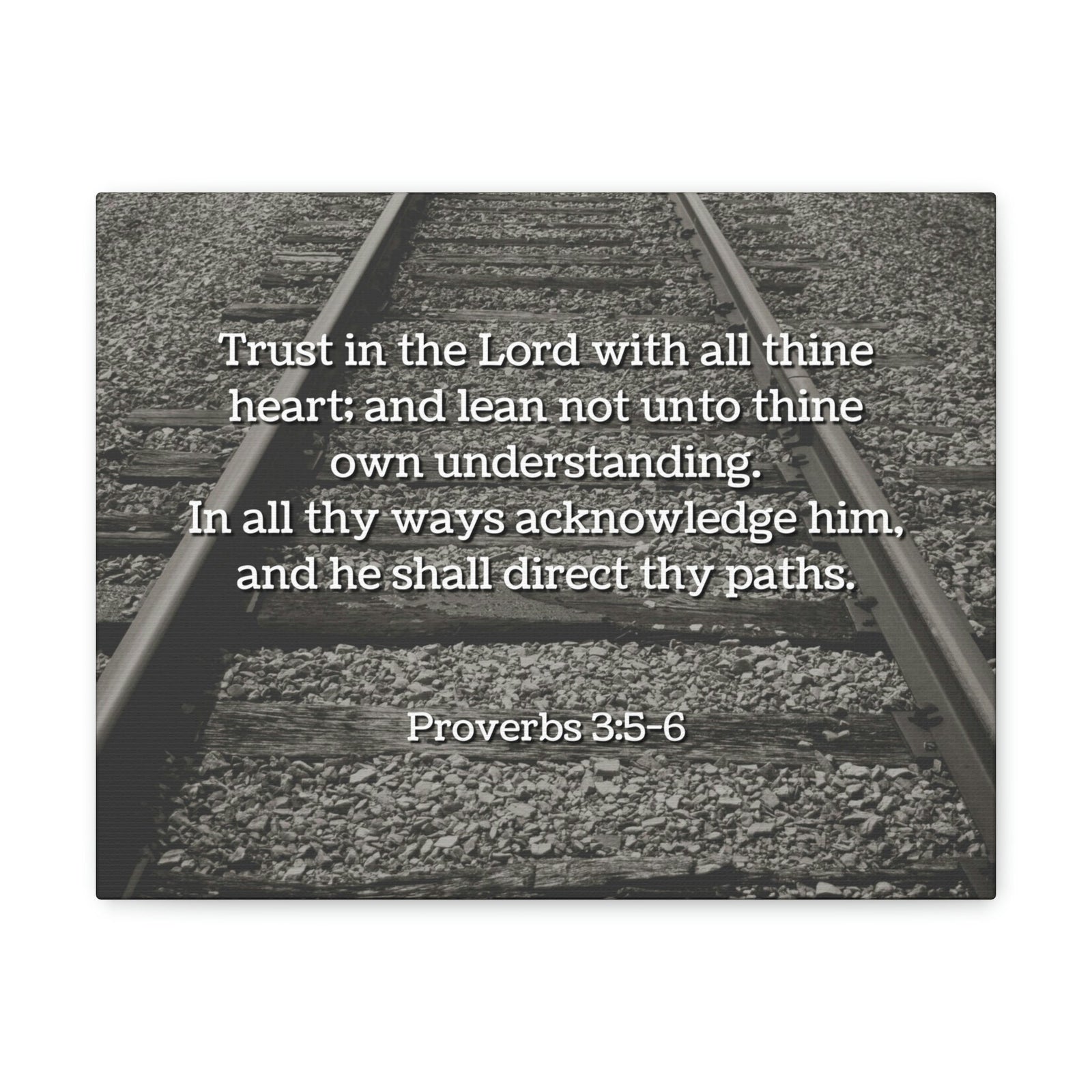 Scripture Walls Direct My Paths Train Tracks Proverbs 3:5 Bible Verse Canvas Christian Wall Art Ready to Hang Unframed-Express Your Love Gifts