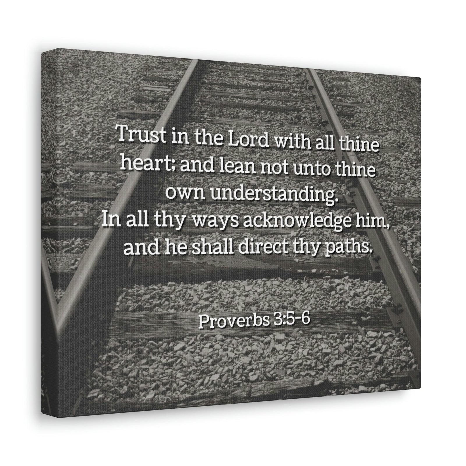 Scripture Walls Direct My Paths Train Tracks Proverbs 3:5 Bible Verse Canvas Christian Wall Art Ready to Hang Unframed-Express Your Love Gifts