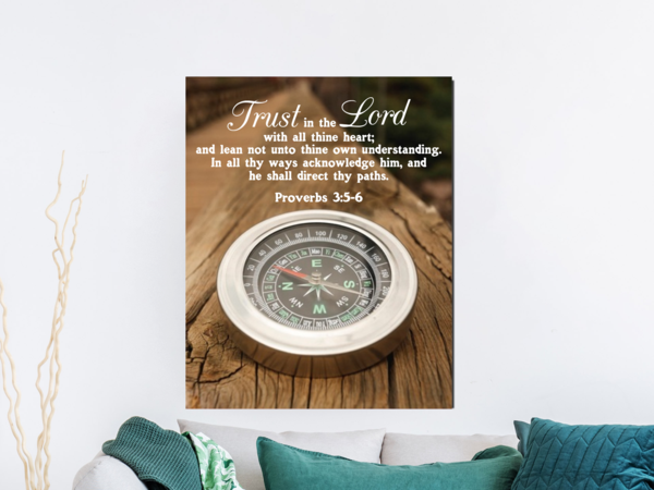 Scripture Walls Direct Thy Paths Proverbs 3:5-6 Wood Bible Verse Canvas Christian Wall Art Ready to Hang Unframed-Express Your Love Gifts