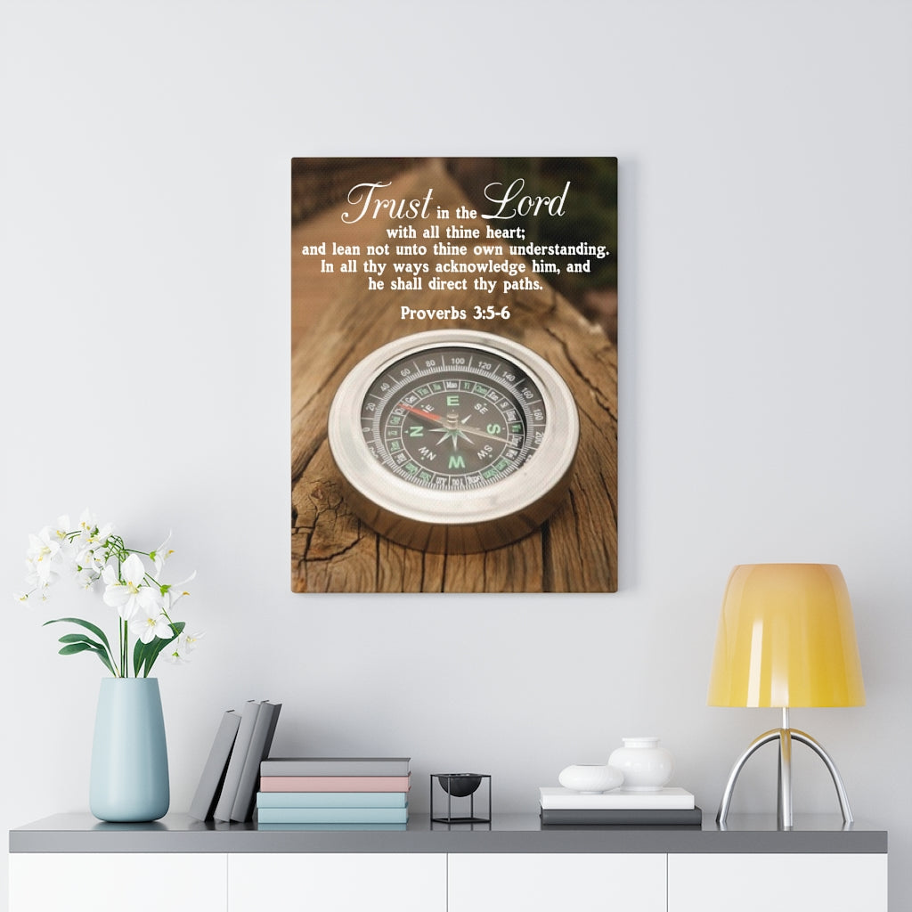 Scripture Walls Direct Thy Paths Proverbs 3:5-6 Wood Bible Verse Canvas Christian Wall Art Ready to Hang Unframed-Express Your Love Gifts