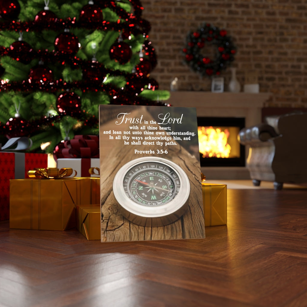 Scripture Walls Direct Thy Paths Proverbs 3:5-6 Wood Bible Verse Canvas Christian Wall Art Ready to Hang Unframed-Express Your Love Gifts