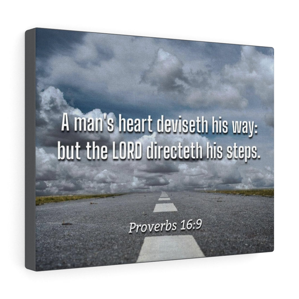 Scripture Walls Directeth His Steps Proverbs 16:9 Bible Verse Canvas Christian Wall Art Ready to Hang Unframed-Express Your Love Gifts